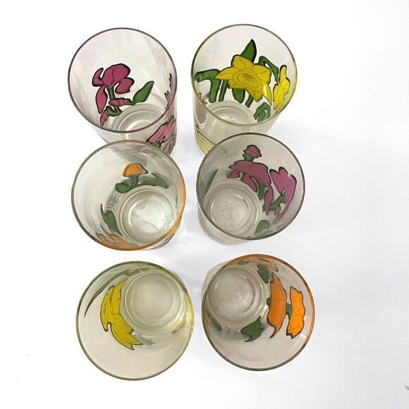 Vintage Jonquil Tulip Iris Drinking Glasses - Picture 6 of 6